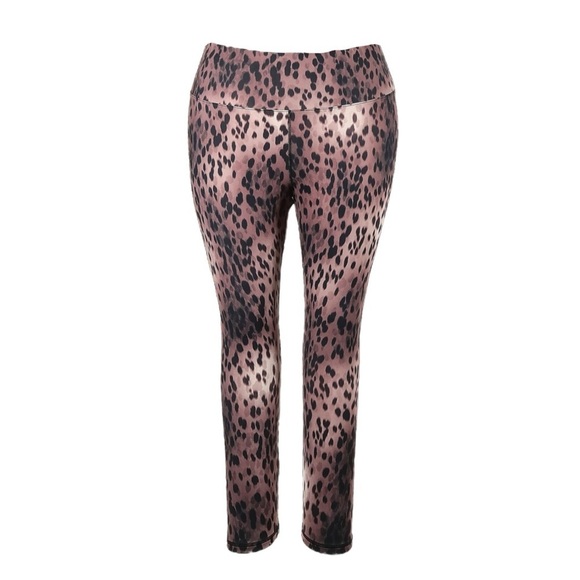 Fabletics Leggings Size 3X NWT Brown Animal Print Boost PowerHold Activewear - Picture 1 of 12